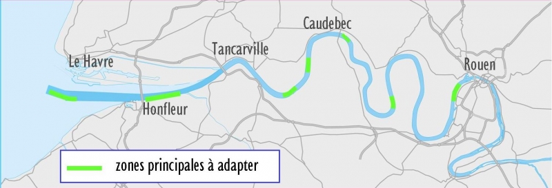 Carte des zones principales de dragage