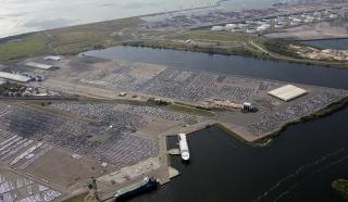 Vue aérienne du terminal roulier de HAROPA  - Port du Havre